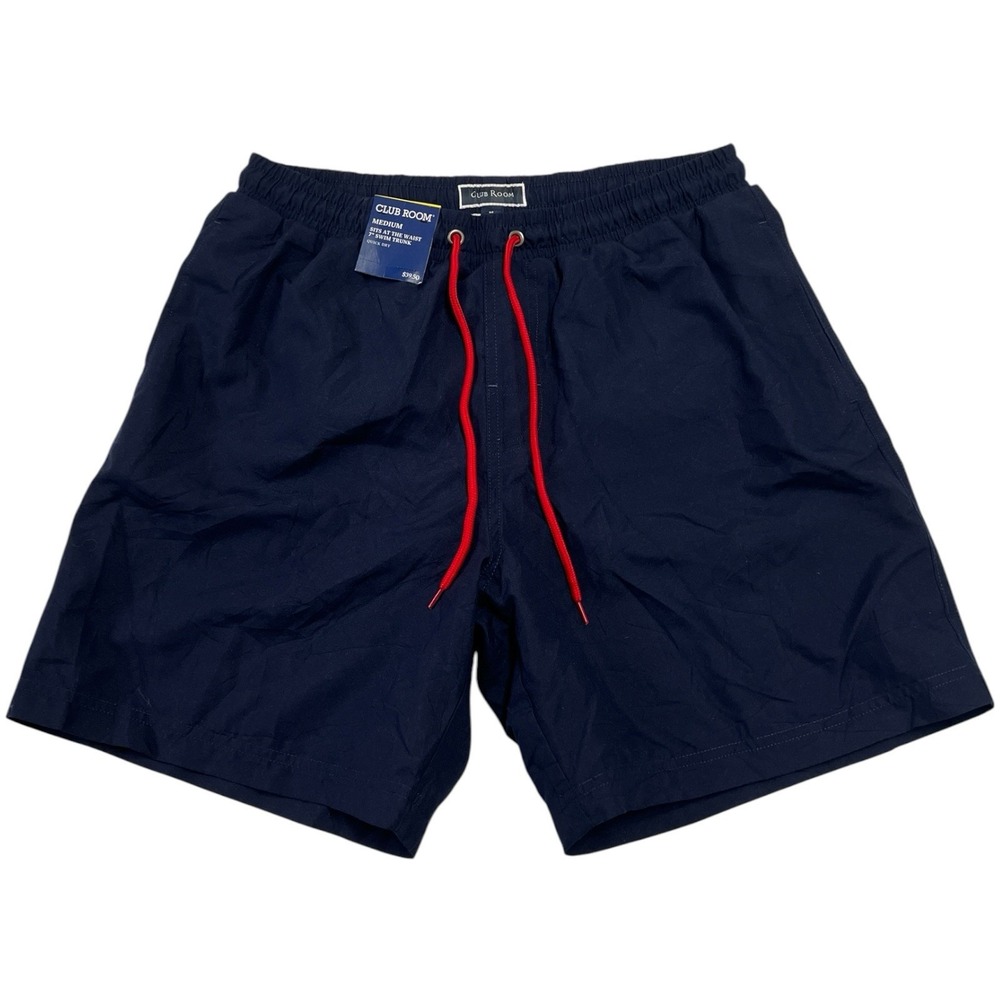 Club Room Shorts Men's M Navy Blue Stretch Quick Dry 7" Inseam Swim Trunks‎ NWT